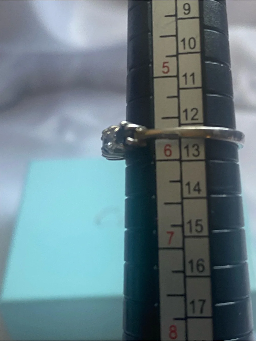 Sterling Silver Black and White Stone Cluster Ring